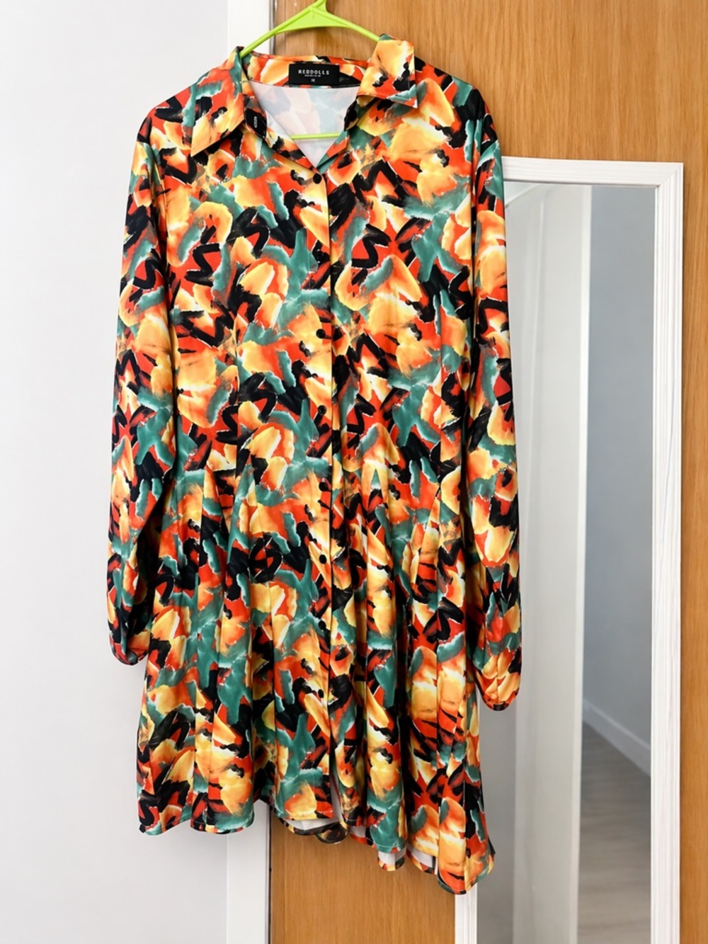 Abstract Floral Button-Front Mini Dress - Multicolor